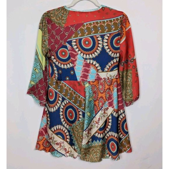 Cabi S Vintage Y2K Paisley Scarf Patchwork Print Tie Front Kimono Cardigan Boho - Picture 3 of 10